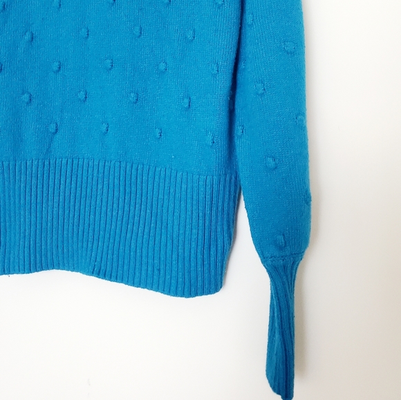 NY & Co. Eva Mendes blue pom pom sweater - Picture 3 of 5